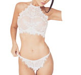 Sexy eyelash lace women's sheer three-point erotic lingerie