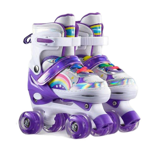 Children's skates Children's double row roller skates PU full flash shoes