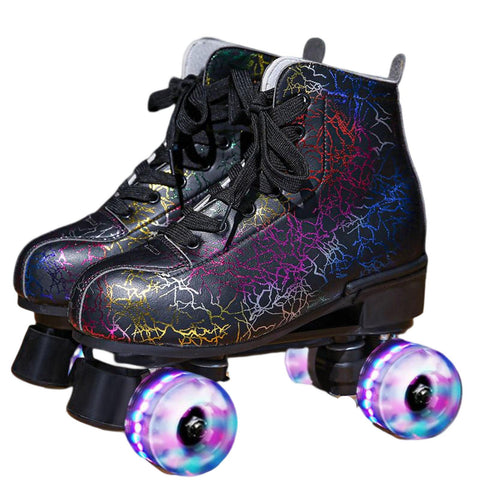 Double row skates Adult flash roller skates lightning black