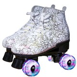 Double row skates Adult flash roller skates lightning white