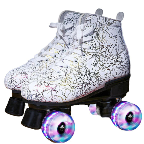 Double row skates Adult flash roller skates lightning white