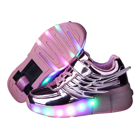 Double Wheel Booth Children hair smooth round shoes K02