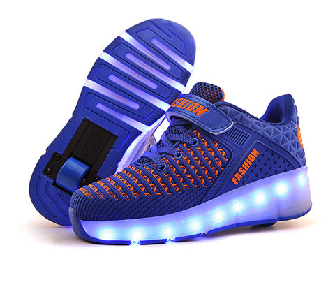 Double wheel led light shoes student roller skates single wheel