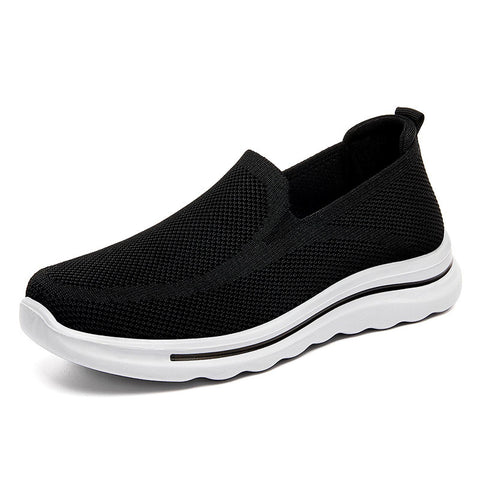Women's flats, mesh sneakers, knitted round toe casual shoes