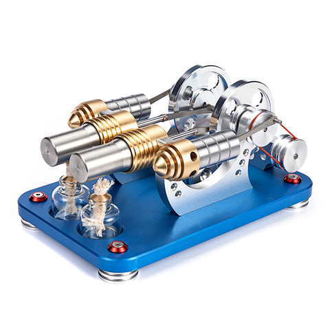 Cnc High-End Manufacturing All Metal Startable V4 Twin-Cylinder Four-Cylinder Engine Power Generation Set Antique Engine Model