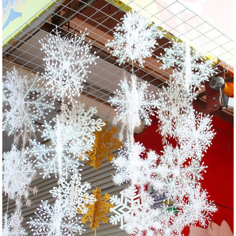 30 pièces fête de noël blanc flocon de neige arbre de noël décor pour la maison suspendus blanc en plastique noël flocon de neige arbre Natal décoration