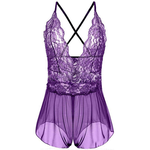 Cute black and red lace one-piece lingerie