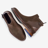 New Autumn/Winter Men's Solid Round Toe Buckle Sleeve Flat Casual Leather Boots