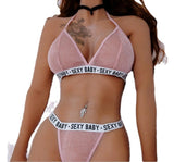Sheer mesh sexy three-point erotic lingerie